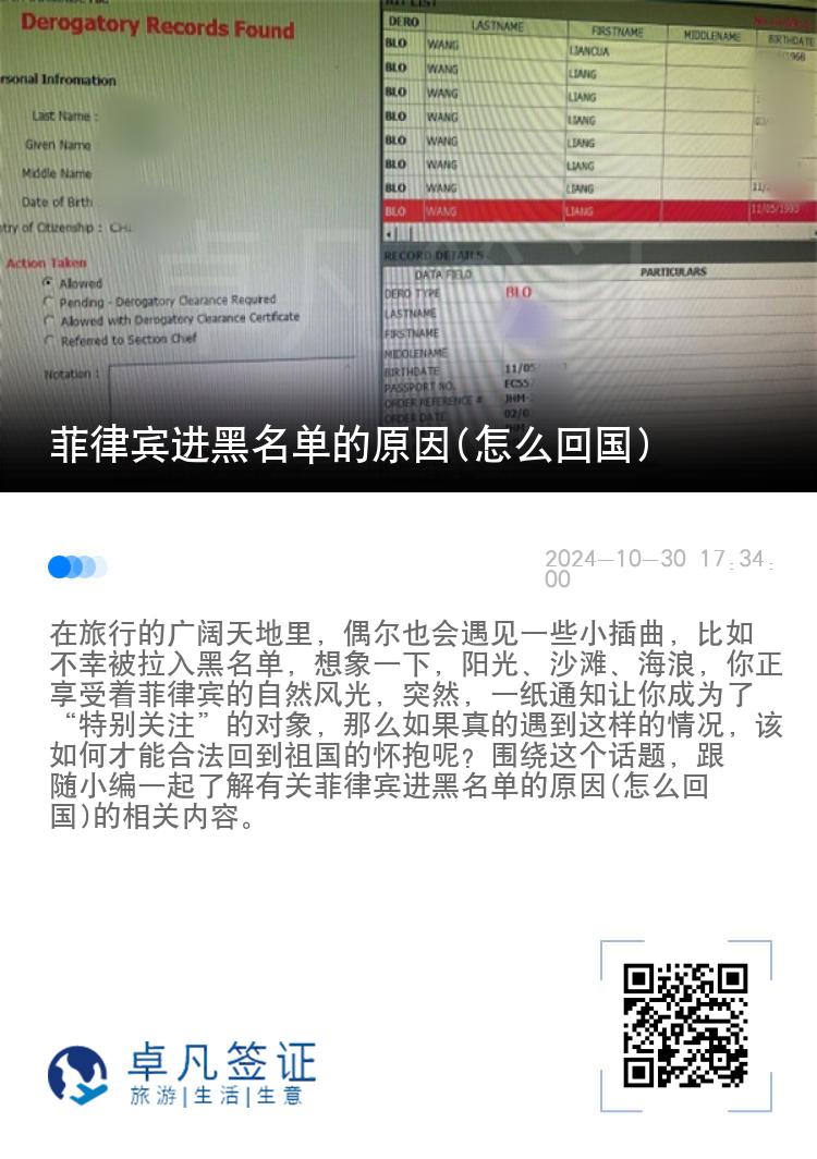 菲律宾进黑名单的原因(怎么回国)