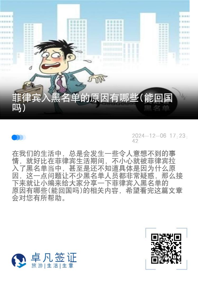 菲律宾入黑名单的原因有哪些(能回国吗)