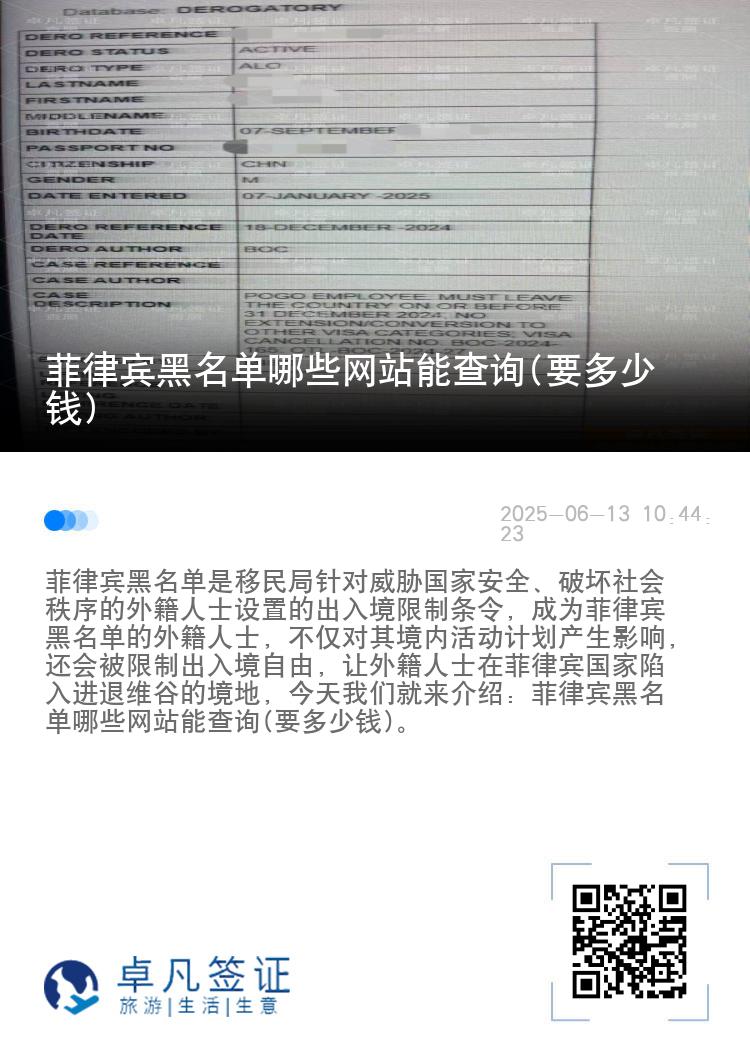 菲律宾黑名单哪些网站能查询(要多少钱)